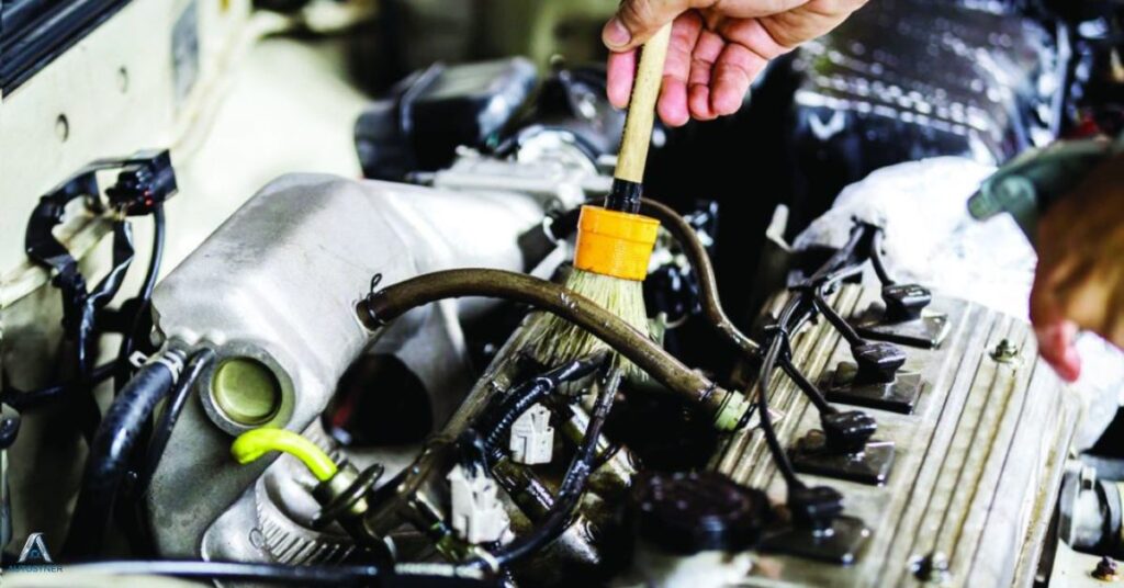 Scrub the Engine with Brush until Clean