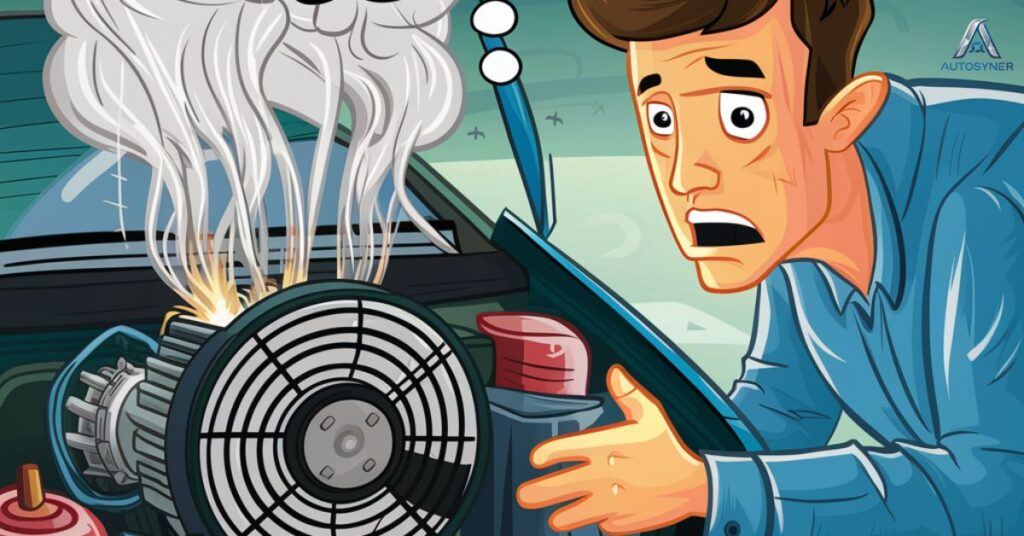 What should I do if the engine fan never turns off?